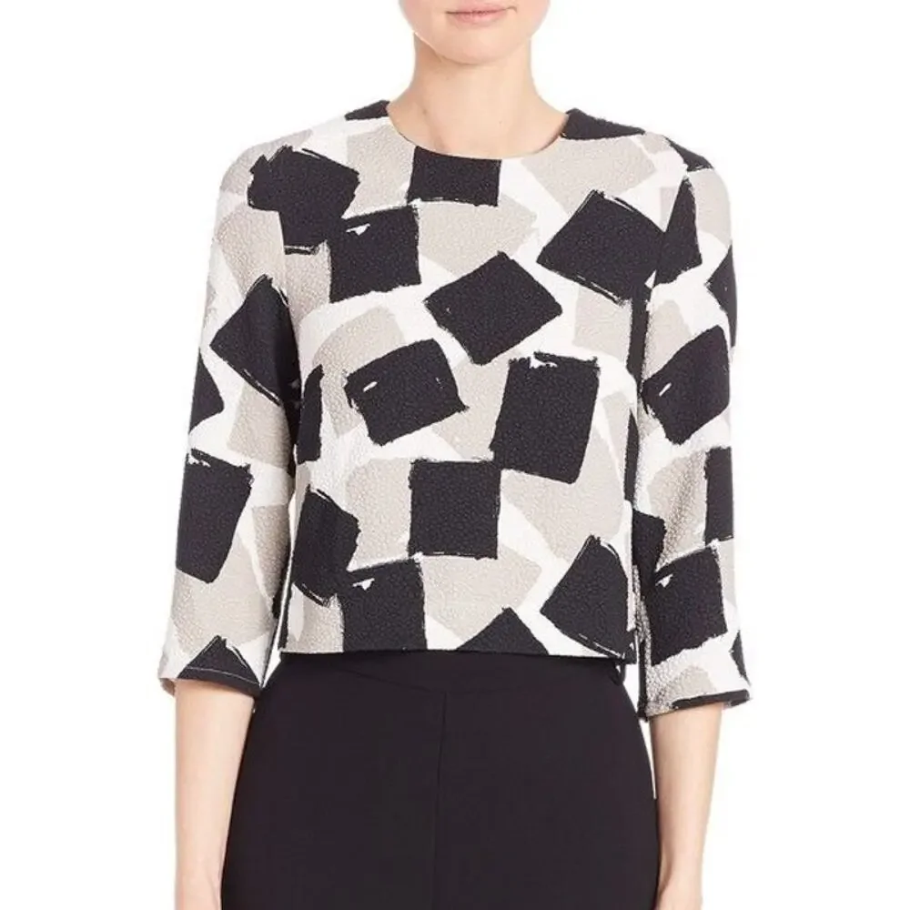 L.K. Bennett Nadine Textured Overlay Top Size Tomato Crop